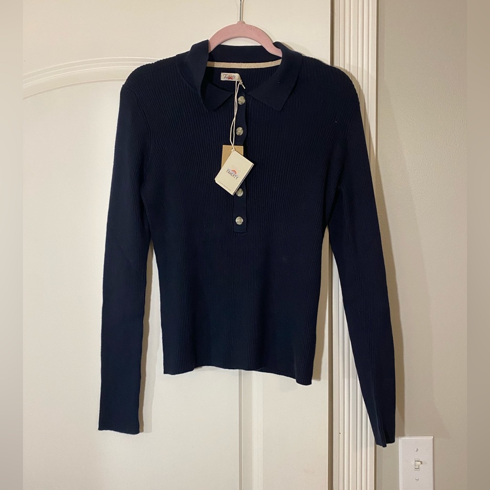 Faherty Navy Women’s Mikki Polo NWT‎